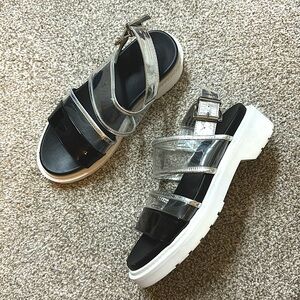 Urban Outfitters Size 6 edgy sandals with metallic accents.